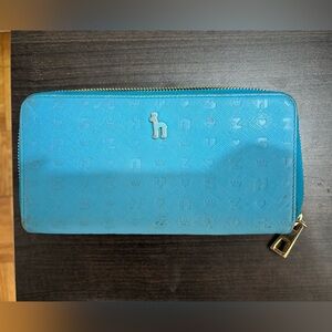 Hermes Blue Wallet with Gold Accents